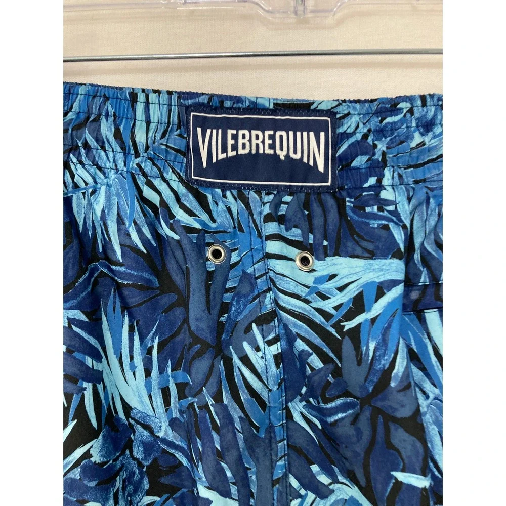 Vilebrequin Swim Trunks 5XL Blue Tropical Palm Moorea Luxury Board Shorts